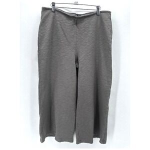 Gudrun Sjoden Textured Wide Leg Pants Size L Brown Crop Lagenlook Minimalist Art